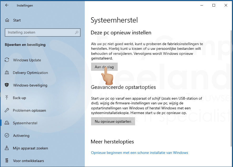 windows 10 opnieuw installeren